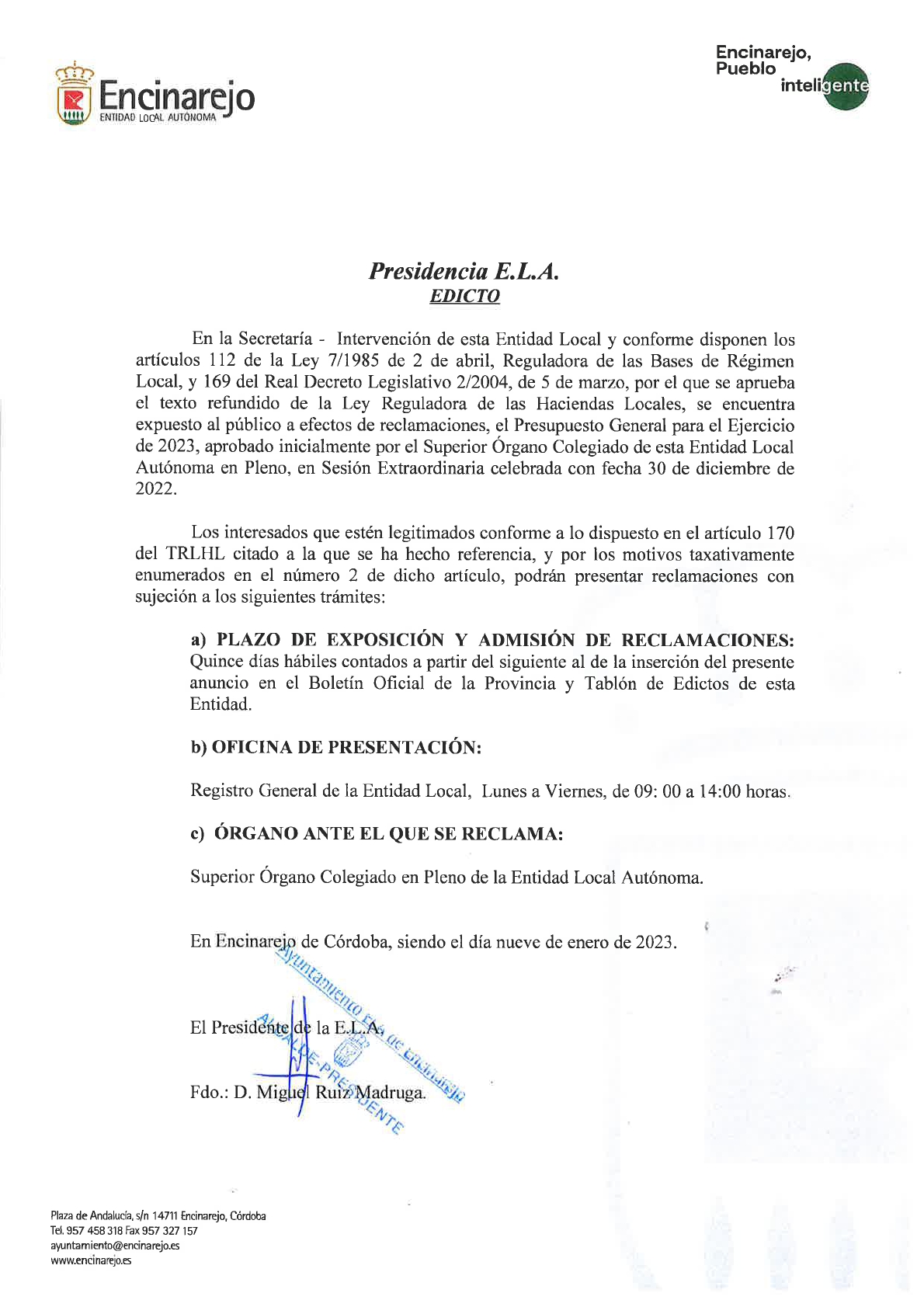 33 Edicto Aprobación Incial PTO ELA 2023 TEE