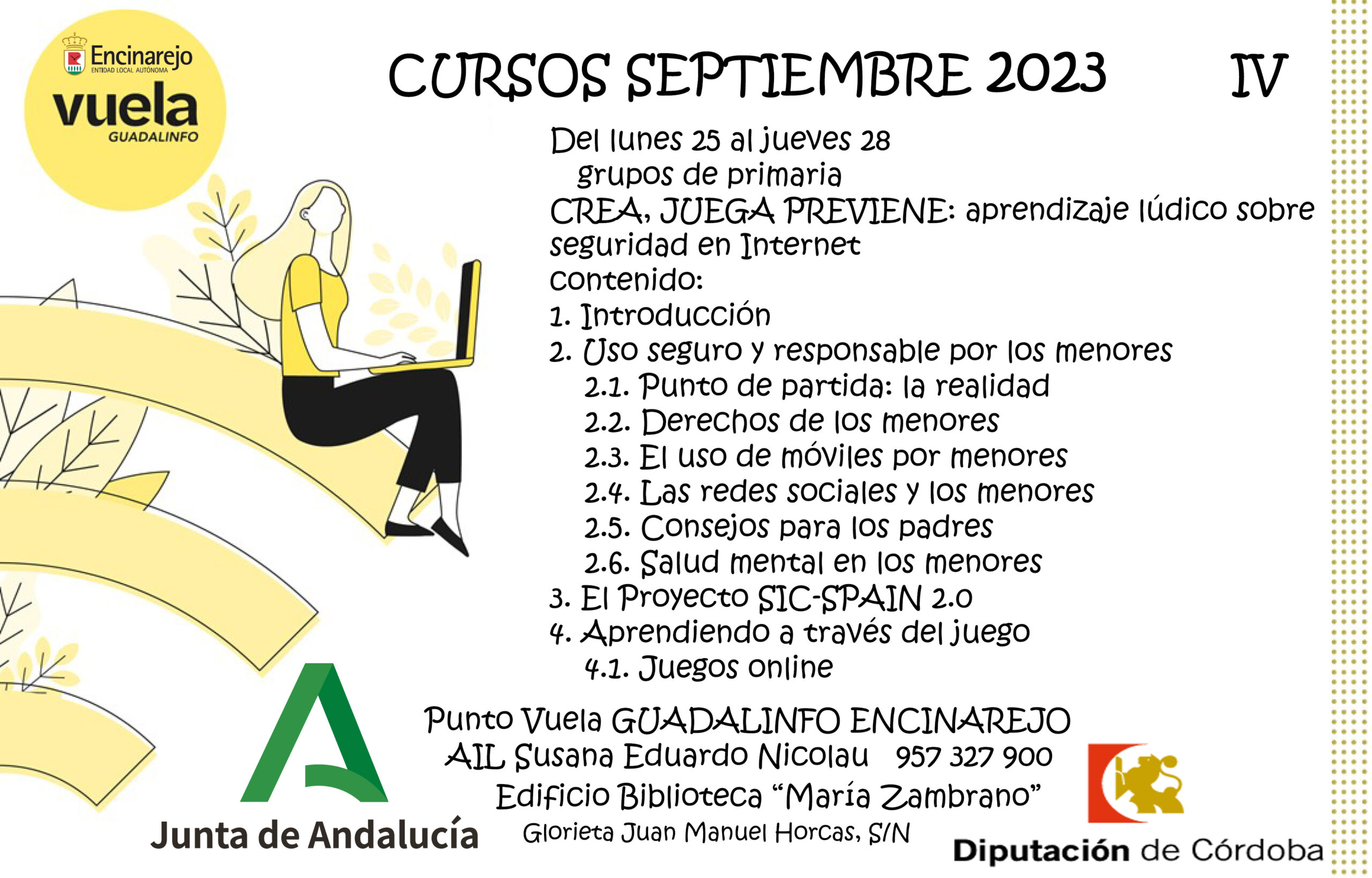 Cursos septiembre 2023 CREA, JUEGA, PREVIENE IV