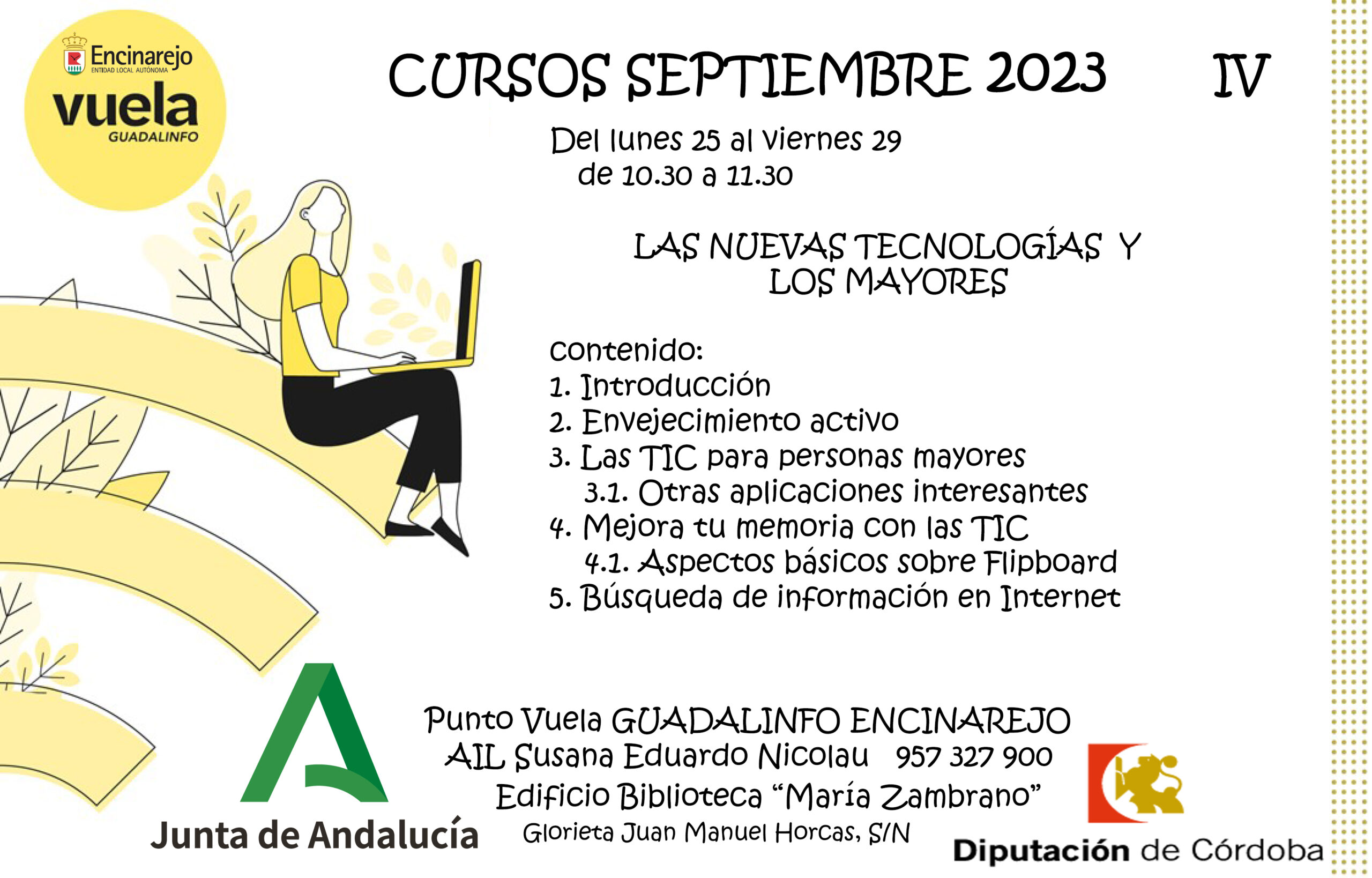 Cursos septiembre 2023 LAS NUEVAS TECNOLOGÍAS Y LOS MAYORES