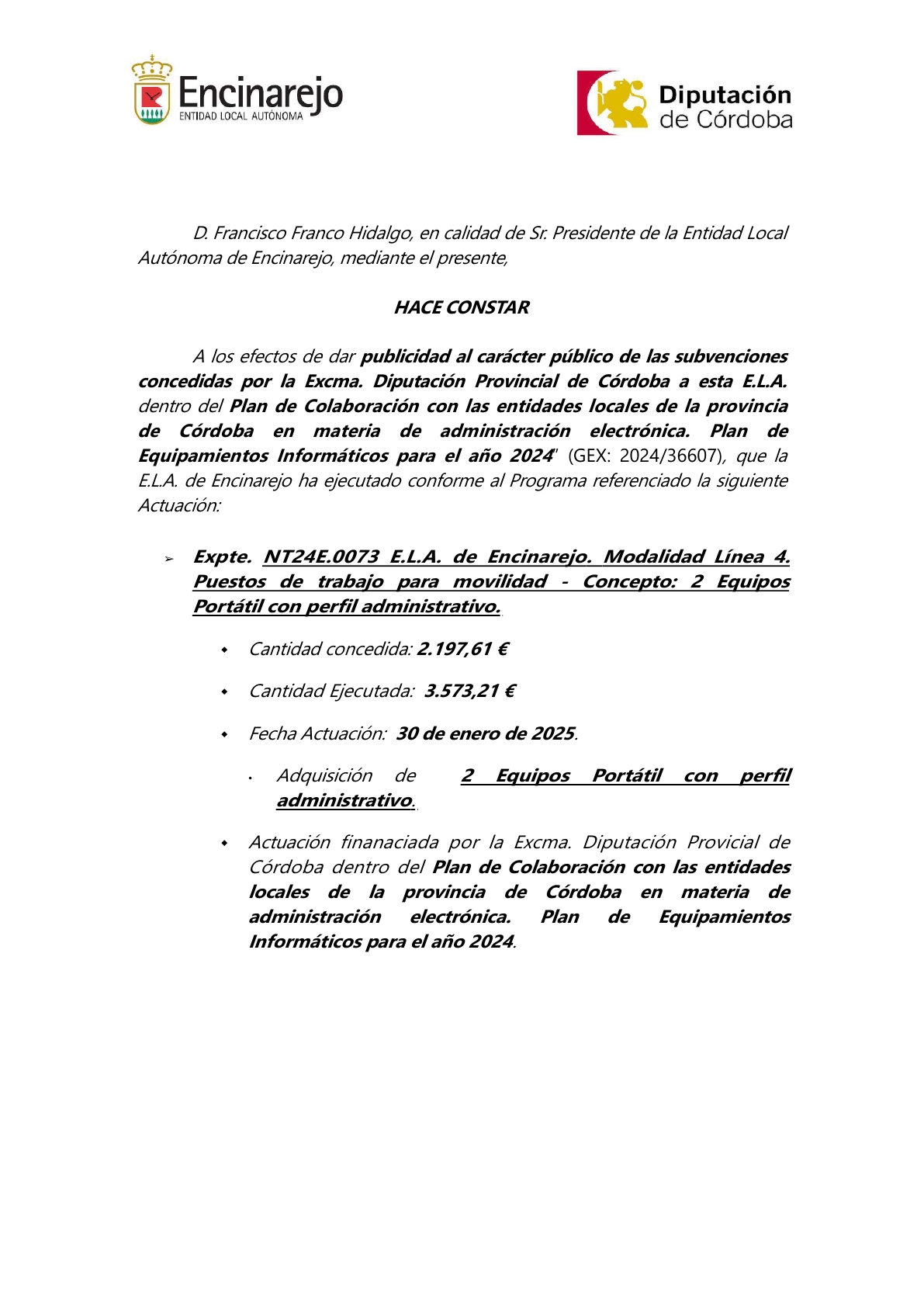 NOTA DIFUSIÓN FINANCIACIÓN EQUIP INFORMATICOS DIP 24